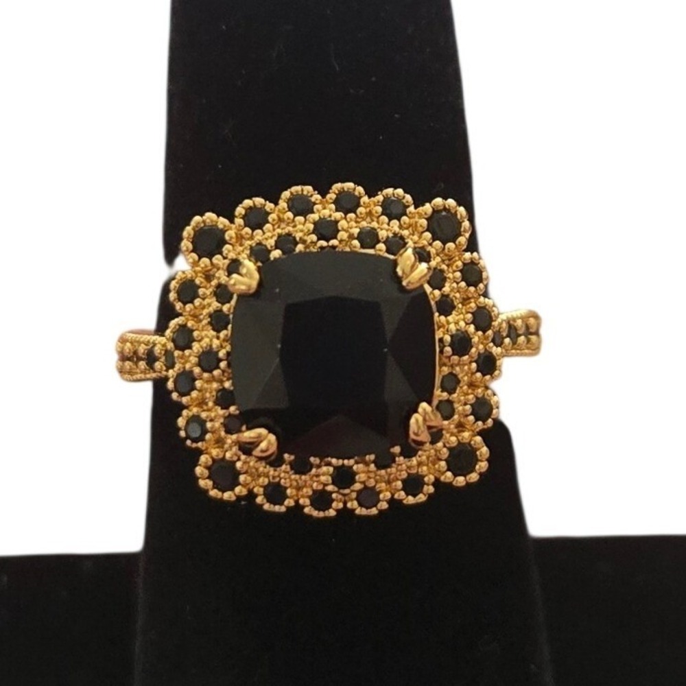 Bomb Party Ring "Estate of‎ Bliss" Size 7 Black Onyx Cubic Zirconia New RG89523